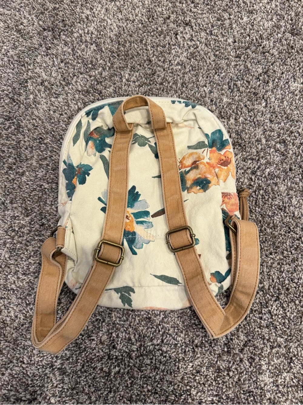 O’Neill Floral Mini Backpack Canvas Cream Tan Boho Beach Travel Bag - Picture 5 of 5